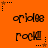 Orange background with repeated 'orides' and 'rockIII' text in black pixelated font, surrounded by black and brown star-shaped icons with dotted lines.