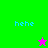 Pixelated image with 'hehe' text and a star symbol on green and magenta backgrounds, transitioning between two states.