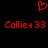 Red pixelated text and heart symbol on black background, two identical instances of 'Callie<33' with a red heart above.