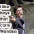 A four- displays text and character images with pixelated rendering