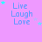 identical 'Live Laugh Love' text icons on a purple background with scattered stars