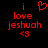 Red pixelated text and symbols on black background: 'i' above heart, 'love', 'jeshuah', '<3'.