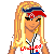 A 4x3 contact sheet of pixel art frames showing a blonde female softball player character in various poses with text elements and animation changes.