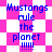 Blue text 'Mustangs rule the planet !!!!!' on a pink and white checkered background with diamond-shaped patterns.