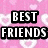 Pink background with white heart patterns, black text reading BEST FRIENDS and It's a promise. not a label.