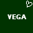 Dark green background with white pixelated text 'VEGA' on left and right, a heart-shaped icon above center.