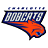 Pixelated graphic with blue and white checkered pattern above orange flame-like shape on dark blue background.