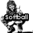 A black-and-white animated icon shows a crouching figure in catcher gear holding a mitt, with text overlays changing across frames.