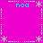 Pixel art of a pink background with white dashed lines forming a , cyan text 'noo' at four corners, and star-like symbols at intersections