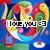 A colorful pixelated icon with swirling red, yellow, green, and blue shapes on a dark blue background, displaying "I love you <3" text.
