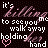 Animated contact sheet showing two frames of a pixel art buddy icon with text about holding hands and walking away, featuring pink heart symbols and white text on dark background.