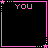A 5x4 contact sheet of animated frames showing a pixelated text animation with pink text on black background, displaying the phrase "YOU CAN ALWAYS GO DOWN" in progressive stages across frames.