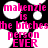 Pixelated text in bright pink on black background reads "makenzie is the bitches person EVER" with white circular shapes.