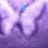 A purple pixelated background with a white butterfly shape and blue text reading "I LOVE AERO!!!" in four