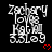 A black background displays white text reading "Zachary loves Kat 3.51.09" with a red heart symbol below the text, repeated in multiple positions