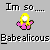 Pixelated graphic shows a character with yellow hair and pink clothing against gray background, accompanied by text reading "Im 50......" above and "Babealicious" below.