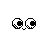 Two sets of pixelated eyes on a gray background, each set with black pupils and white sclera showing subtle animation changes.