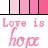 Animated contact sheet of a pink-themed icon with repeating text and heart symbols across six frames showing subtle color variations in the background palette.