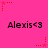 A static image with a bright pink background featuring repeated text "Alexis<3" and red star-shaped pixel art elements.