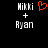 Two side-by-side pixelated text displays with 'Hikki + Ayan' and a red heart symbol on the left, identical without the heart on the right.