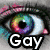 A four- of pixelated images with text overlays: an eye, lips, and a rose with 'Gay', 'and', 'Proud' text