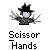 Two identical pixel art buddy icons of a character with scissor-like hands displayed on a gray background, accompanied by text promoting 'badassbuddy.com' in red and black.
