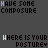 Animated sequence of text-based icons displaying 'HAVE SOME COMPOSURE' and 'WHERE IS YOUR POSTURE?' with color variations across frames.