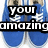 Blue sneakers with white laces and black text overlays reading 'your amazing' on the left side and 'Sam.H!!' on the right side.