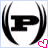 Black letter P inside curved brackets with pink heart icons in bottom-right corners, arranged in a pattern