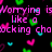 Pixelated text and floating hearts on a black background with pink, green, and cyan colors.