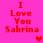 Red pixelated text on bright pink background reads "I Love You Sabrina" with two heart symbols in different positions across frames.