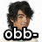 A pixelated image of a person with dark curly hair, showing three sequential expressions: neutral, smiling, and closed eyes.