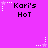 Pixelated icon with bright purple background displaying 'Kari's HoT' text and animated white/pink star trails in four corners.
