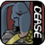 Static pixel art icon of a blue cartoon character with red accents, yellow lower body, and white text on the right side.