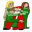 Static 48x48 pixel buddy icon showing two cartoon figures in green and red clothing against a white background with visible dithering and color bleeding.