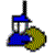 A 5-frame animated contact sheet showing a pixelated mascot icon with blue and yellow colors alongside text elements "OCHS WARRIOR" and "DRUM LINE" in bold blue lettering.
