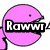 A pink Pac-Man-like character with a small black eye and open mouth showing teeth, displaying the text 'R0WWW' in white on a black rectangle over its mouth.