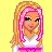 Pixelated character with blonde and pink hair, wearing white top and dark pants on yellow background with repeated text.