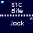 Dark blue background with repeating white dotted lines, light blue stars scattered throughout, and text elements 'STC Elite' above 'Jack' in a pattern