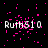 Black background with scattered pink pixel clusters and repeated white text 'Ruth510' in a pattern