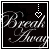 Animated contact sheet of a black background icon with white cursive text 'Break Away' and floating heart symbols transitioning between white and blue states across 14 frames.
