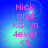 Blue background with cyan glow, pink text reading 'Nick and Katelyn 4ever <3' in four identical