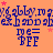 A static image with orange background, blue text repeating 'y.g abby,m ay.d abby,m ay.d abby,m ay.d abby,m a', and pink stars scattered throughout.