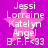 A static image with a purple background displays four identical pink star-shaped icons containing white text listing names and 'B.F.F.<33' in pixelated font.