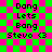 Pixelated text on a green and pink checkered background with visible lines