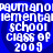 Blue background with white pixelated text repeating 'pau man or paum an' and 'elemental elemental', plus 'school class of 2009' in four identical quadrants.