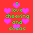 Red background with pink hearts and green text reading 'I love cheering and sosas' in pixelated style.