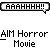 Pixelated cartoon figure with white head and yellow body, screaming 'AAAAHHH!!' in speech bubble, holding red lightning bolt, then shown with red prohibition symbol over it, repeated