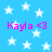 Blue background with white stars and repeated pink text "Kayla <3" in four corners.