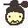 Nine pixelated character faces with yellow skin and dark hair in various styles, one with a red dot above the head, on a gray background.